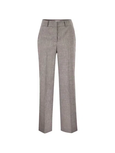 Peserico Belt-loops Straight Trousers In Gray