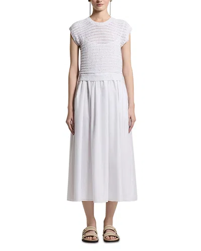 Peserico Bi Material Cotton Blend Dress In White