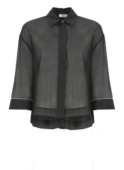Peserico Black Cotton And Silk Shirt In Grey