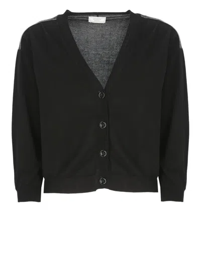 PESERICO BLACK COTTON CARDIGAN