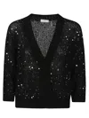 Peserico Black Cotton Sweater With Deep V-neck In Black