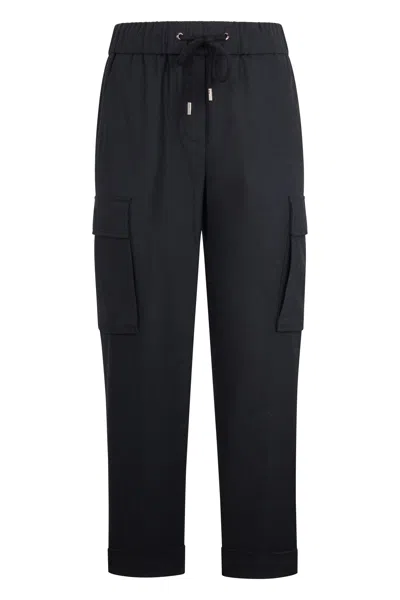 Peserico Black Crop Pants With Casual And Minimalist Design.