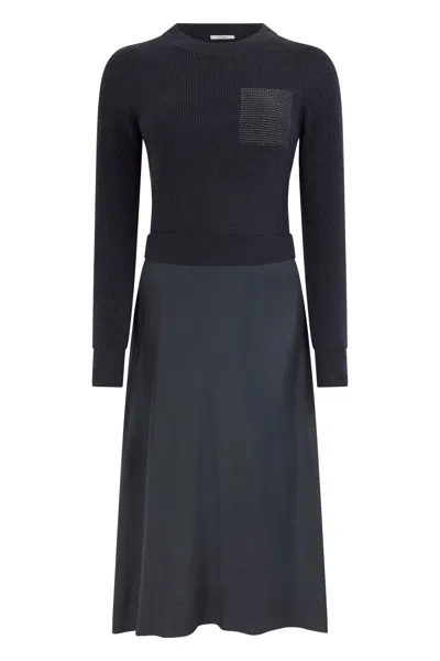 Peserico Black Dress With Long Sleeves, Minimal And Chic.
