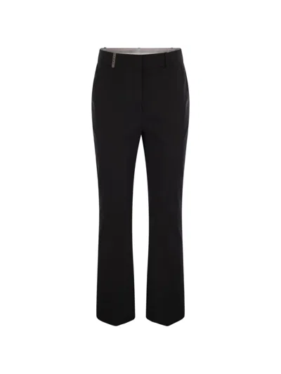 Peserico Tailored Navy Blue Trousers With Embossed Finish
