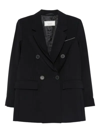 Peserico Double-breasted Blazer In Black