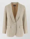 Peserico Blazer Metallic Thread Notched Lapel Buttons In Neutral