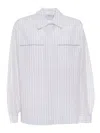Peserico Concealed Button Long Sleeve Blouse In Beige