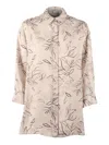 Peserico Beige Blouse Leaf Pattern Blouse In Brown