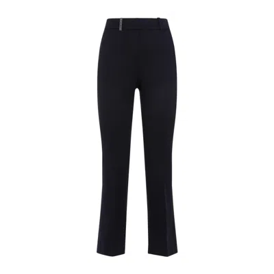 Peserico Blue Cotton Ottoman Flared Pants In Black
