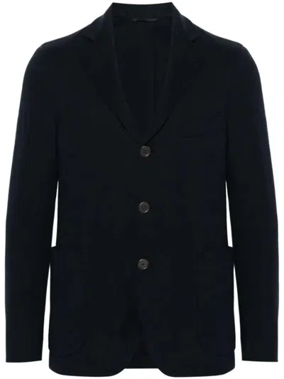 Peserico Blue Single-breasted Cotton Blazer