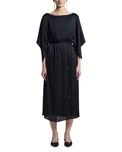 Peserico Boat Neck Midi Dress In Black