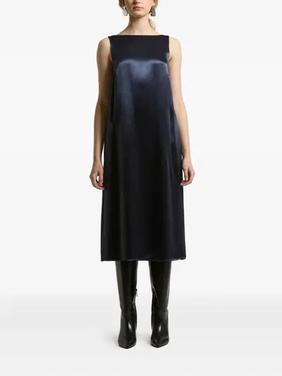 PESERICO BOAT-NECK SATIN DRESS
