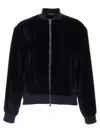 Peserico Washed Viscose Velvet Bomber Sweatshirt In Black
