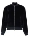 Peserico Washed Viscose Velvet Bomber Sweatshirt In Black
