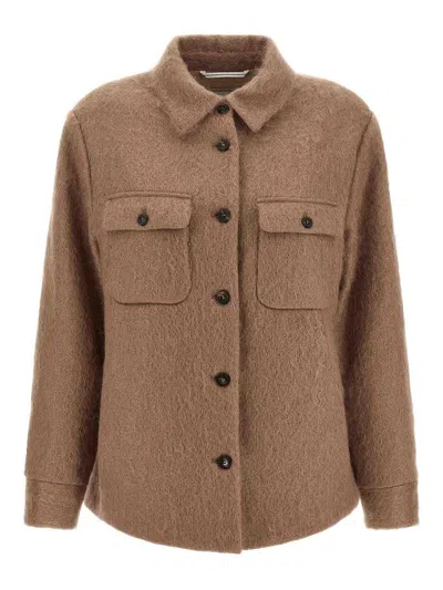 Peserico Boucl Overshirt In Brown
