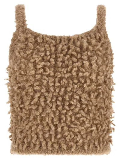 Peserico Bouclé Alpaca-wool Tank Top In Beige