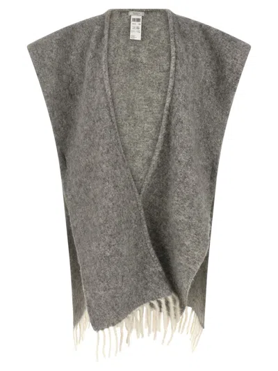 Peserico Circular Gauze Cape In Gray