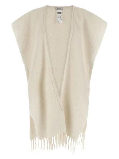 Peserico Circular Gauze Cape In Brown