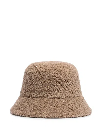 Peserico Bouclé-knit Bucket Hat In Brown