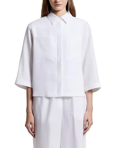 Peserico Boxy Leaf Collar Shirt In White