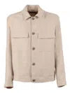 Peserico Boxy Linen Button Down Jacket In Neutral