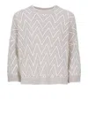 Peserico Brown And Ivory Wool And Sweater In White