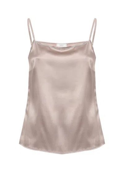 Peserico Brown Silk Embellished Tank Top In Neutral