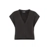 Peserico Sleeveless Cropped Knit Sweater With Deep V-neckline In Black