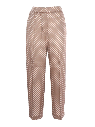 Peserico Brown Trousers With Polka Dots In Multi