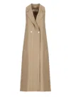Peserico Linen And Viscose Midi Dress With Lapel Collar In Brown