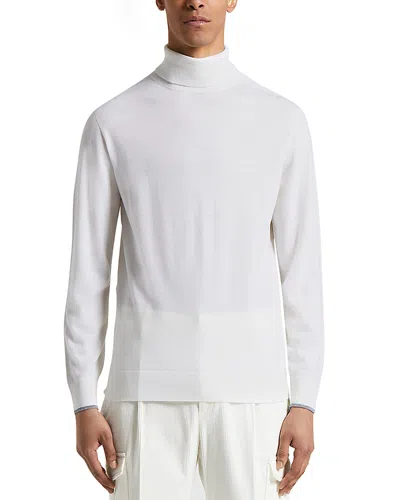 Peserico Brushed Fleece Turtleneck Sweater In White