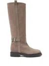 Peserico Buckle-detail Suede Boots In Neutral