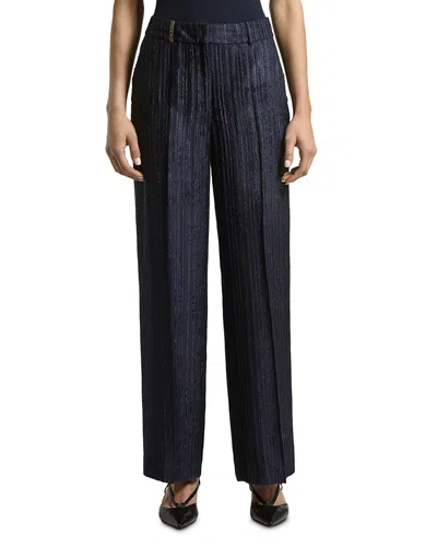 Peserico Burnout Stripe Wide Leg Trousers In Black