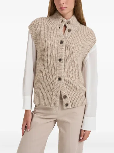 Peserico Button Cardigan In Neutral