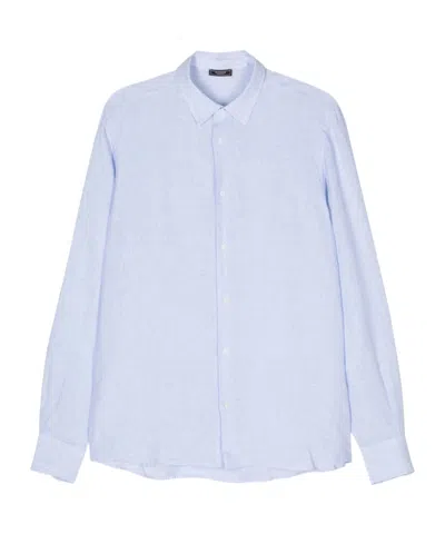 Peserico Button-down Long-sleeved Shirt In Blue