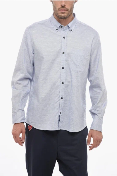 Peserico Button-down Shirt With Breast Pocket In Blue