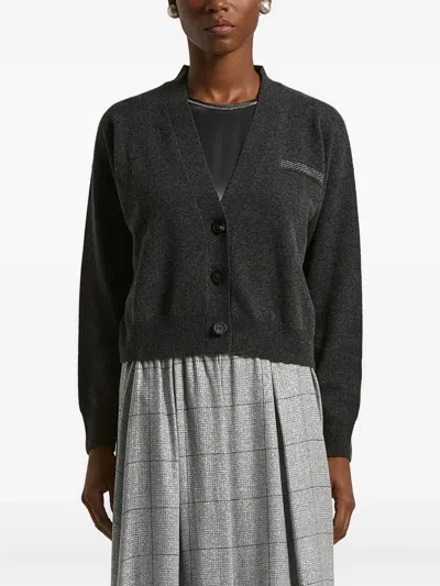 Peserico Button Embellished Cardigan In Black