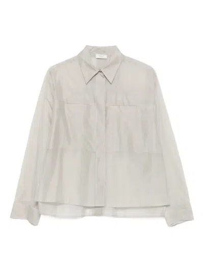 Peserico Button-fastening Cotton-silk Shirt In Gray