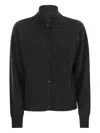 Peserico Button-fastening High-neck Cardigan In Black