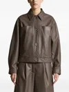 Peserico Button-fastening Leather Jacket In Brown
