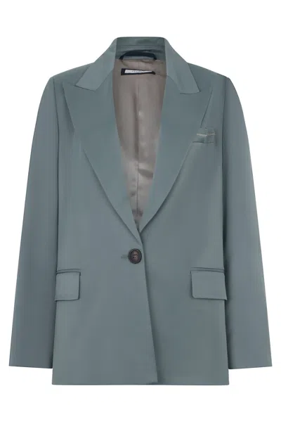 Peserico Button-fastening Pocket Blazer In Gray