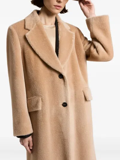 Peserico Button-fastening Pocket Coat In Brown