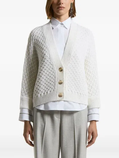 Peserico Button-fastening Wool Cardigan In White