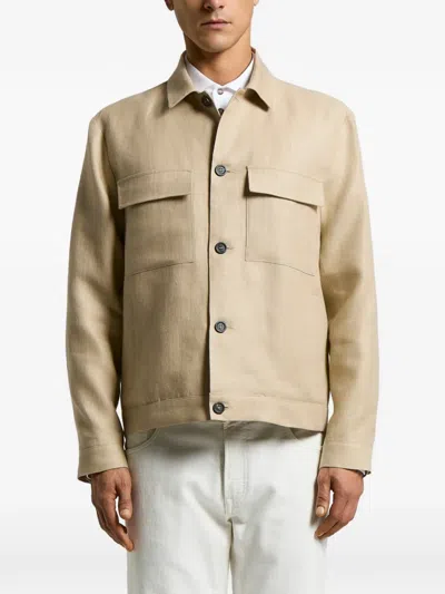 Peserico Button Flap-pocket Jacket In Brown