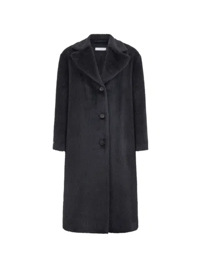 Peserico Button Front Coat In Black