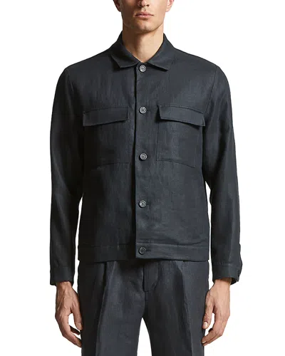 Peserico Button Front Overshirt In Space Blue