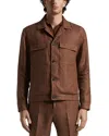 Peserico Button Front Overshirt In Tobacco