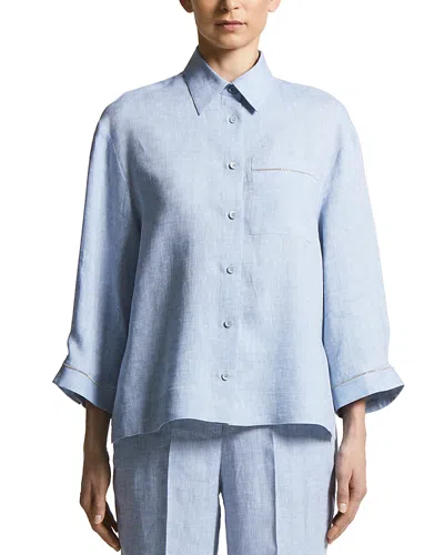 Peserico Button Front Shirt In Sunrise Blue