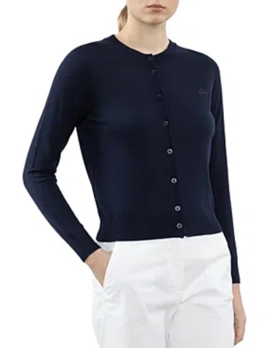 Peserico Button Front Wool Cardigan In Ink Blue