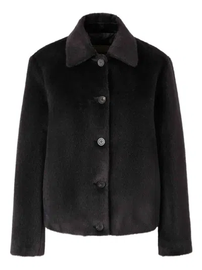 Peserico Button Jacket In Black